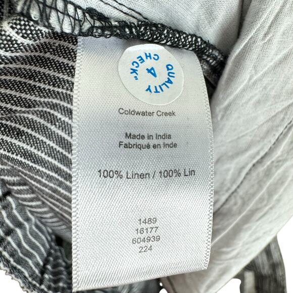 Coldwater Creek 100% Linen Gray White Pinstriped Wide Leg Cropped Pants Size XL - Picture 6 of 7
